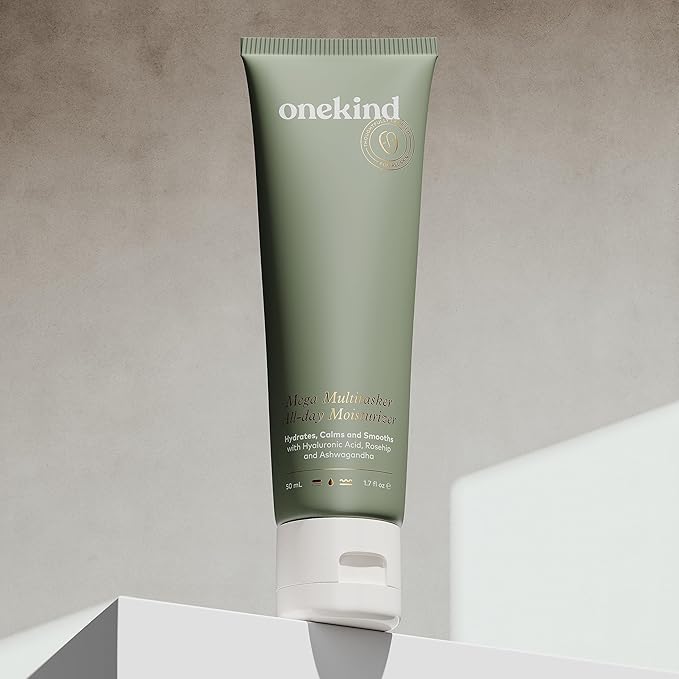 Onekind Mega Multitasker All-Day Moisturizer, Hydrating Face Cream with Hyaluronic Acid and Glycerin, Fragrance-Free Anti-Aging Moisturizer for Sensitive & Mature Skin, Clean Skincare, 1.7 oz