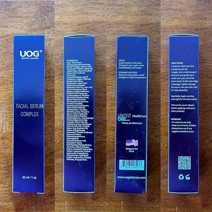 UOG (United One) Eyelash Adhesive Glue Face Serum Complex – Hydrating & Firming Face Serum| Lifts, Tightens & Improves Skin Texture | Reduces Fine Lines & Wrinkles for Neck & Jawline | 30ml/1.0oz