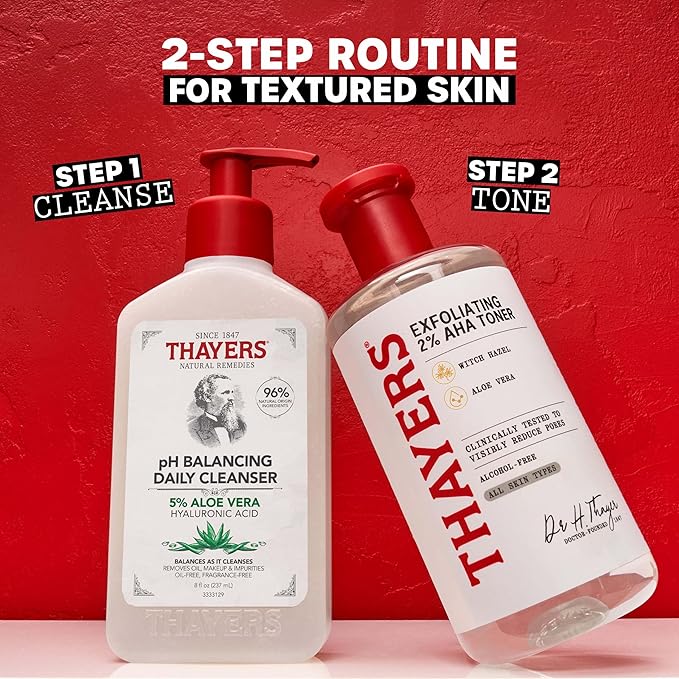 Thayers 2% AHA Exfoliating Toner with Glycolic Acid, Lactic Acid and Witch Hazel, Smoothing and Pore Refining Skin Care for All Skin Types, 12 Fl Oz