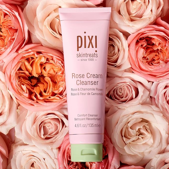 Pixi Beauty Rose Cream Cleanser 135ml | Mineral Rich Soothing and Gentle Cleanser | Rose Flower Oil Moisturizes | Suitable For Sensitive Skin | 4.57 Fl Oz
