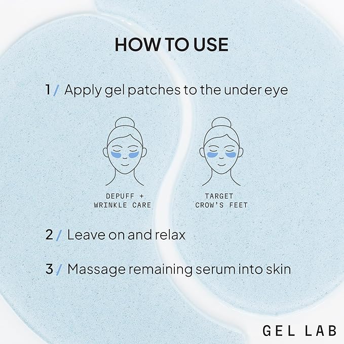 REGLOW Hyaluronic Acid & Caffeine Korean Skincare Eye Patches for Puffy Eyes, Dark Circles, and Wrinkles - Hydrating Under Eye Mask - 60 Gel Patches