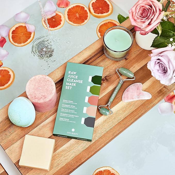 ESW Beauty Raw Juice Face Masks - 10-Pack Variety Set - Hydrating, Anti-Aging, Moisture Repair, Pore Control, Soothing & Revitalizing with Watermelon, Kale & Charcoal