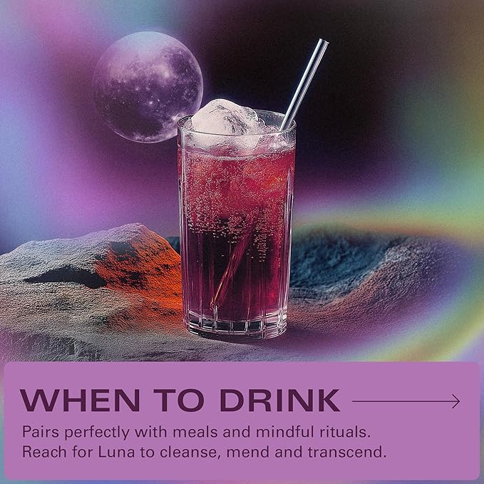 Kin Euphorics Luna Morada Non-Alcoholic Functional Beverage | Metabolic Tonic for Digestive & Liver Support | Caffeine-Free & Functional Beverage | 8 Fl Oz (12pk)