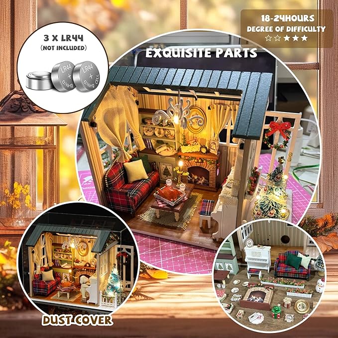 Kisoy Romantic and Cute Dollhouse Miniature DIY House Kit Creative Room Perfect DIY Gift for Friends,Lovers and Families (Sunny Holiday Time)