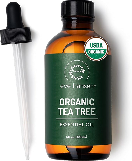 Eve Hansen Organic Tea Tree Oil (4oz) | Melaleuca Alternifolia | Pure Tea Tree Essential Oil for Skin, Scalp, Nails and Aromatherapy