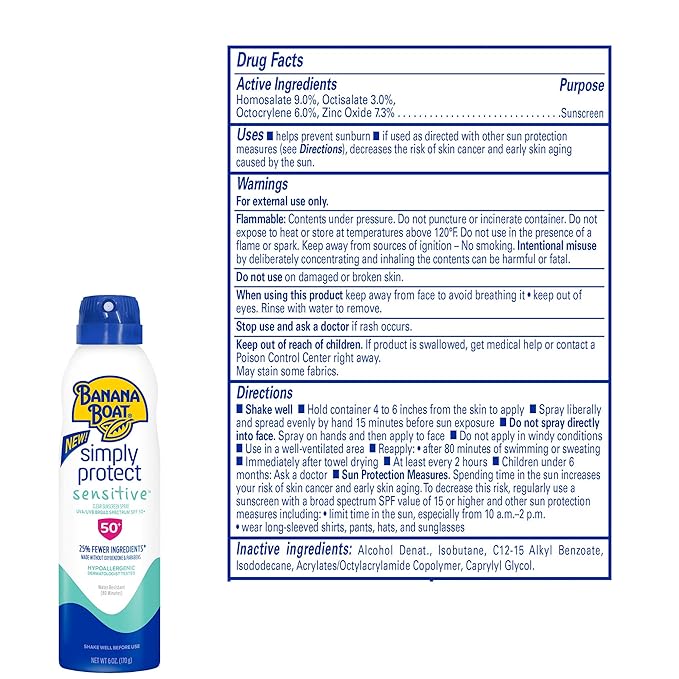 Banana Boat Mineral Enriched Sensitive Skin Sunscreen Spray SPF 50 Twin Pack and Sport Ultra Sunscreen Spray SPF 50 Twin Pack