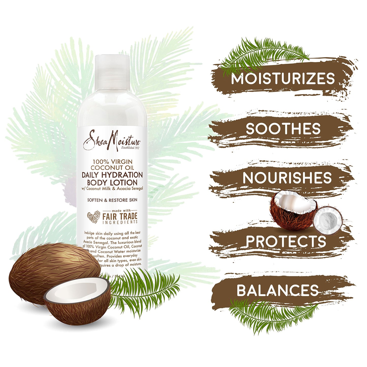 100% Virgin Coconut Oil Daily Hydration Body Lotion by Shea Moisture for Unisex - 13 oz Body Lotion