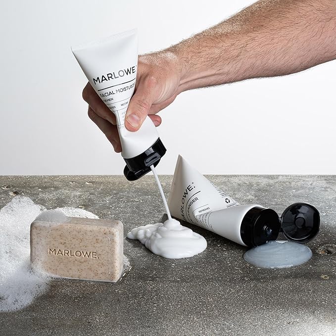 MARLOWE. No. 121 Facial Cleanser 6 oz, Daily Mens Face Wash with Natural Extracts & Antioxidants, Soothes, Purifies, Refreshes, Thick Lather, Fresh Woodsy Scent