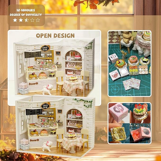 Kisoy Romantic and Cute Dollhouse Miniature DIY House Kit Creative Room Perfect DIY Gift for Friends,Lovers and Families (Cake Diary)