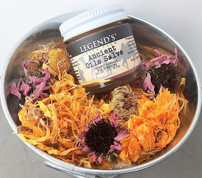 Legend's Creek Farm Herbal Salve - Healing Ointment with Frankincense, Myrrh, & Copaiba - Natural Balm for Skin Irritations & Body Aches - 1oz. Healing Balm Handmade in USA (Ancient Oils S.)