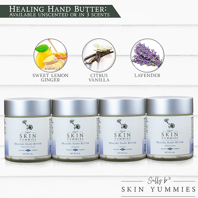 Sally B’s Unscented Hand Lotion for Dry Hands - Non-toxic Dry Cracked Hands Repair for Severely Dry Hands/Redness Relief/Shea Butter/Jojoba and Olive Oil/EWG Verified/ 4 oz (unscented)