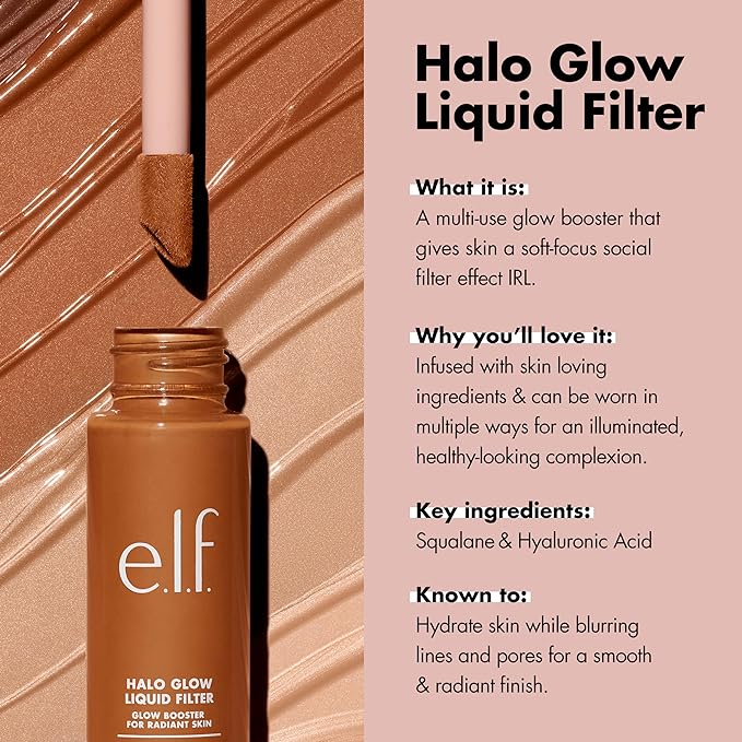 e.l.f. Halo Glow Liquid Filter, Complexion Booster For 4 Medium