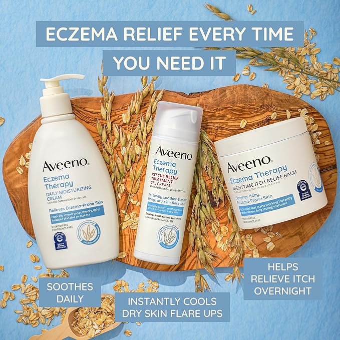 Aveeno Eczema Therapy Nighttime Itch Relief Balm, Eczema Cream for Body, Moisturizing Colloidal Oatmeal & Ceramide Formula, Fragrance Free, Soothing Dry Itchy Skin, 11 fl oz