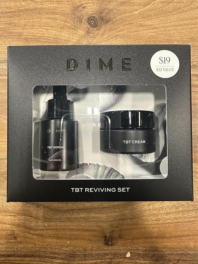 DIME Beauty TBT Reviving Skincare Set ($32 Value) - Includes TBT Cream (15 ml) + Serum (10 ml), Formulated with Bakuchiol, a Clean Retinol Alternative to Reduce the Appearance of Fine Lines