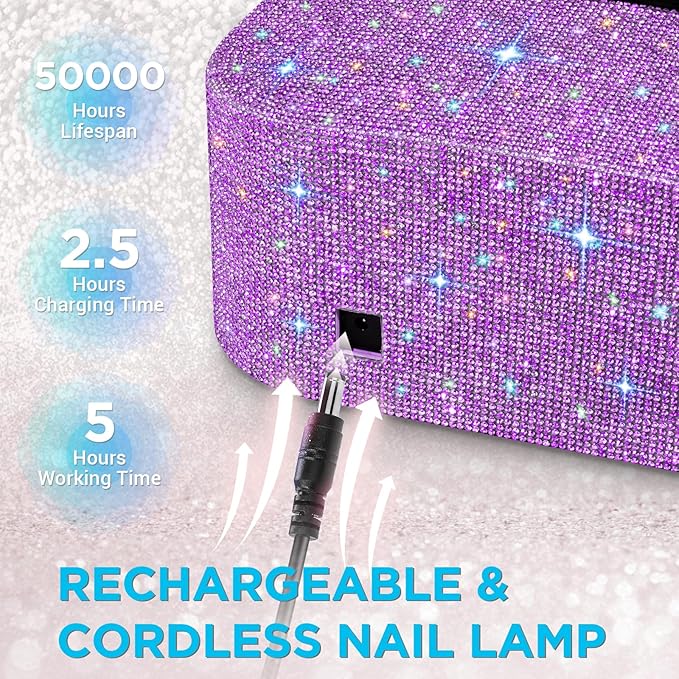 Cordless uv nail lamp, rechargeable