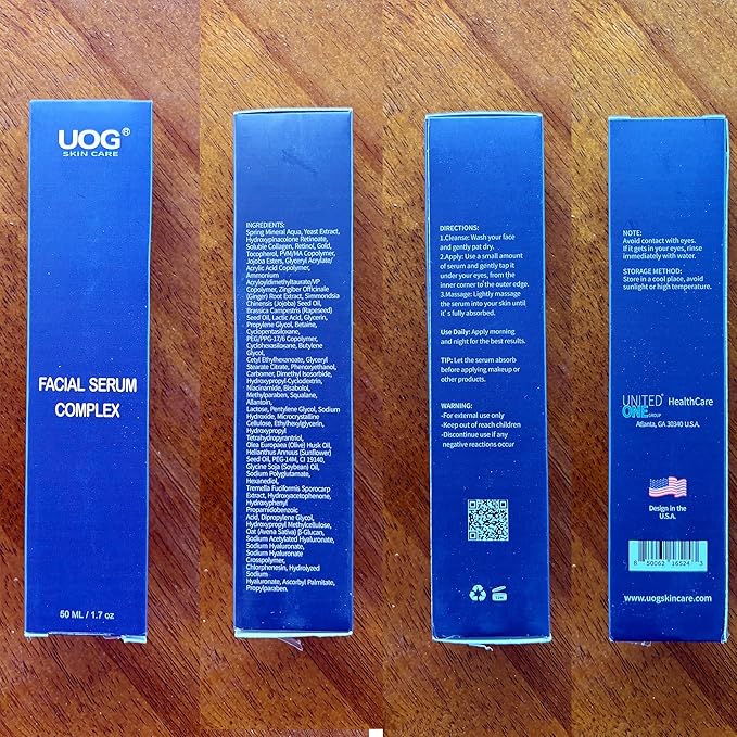 UOG (United One) Eyelash Adhesive Glue Face Serum Complex – Hydrating & Firming Face Serum| Lifts, Tightens & Improves Skin Texture | Reduces Fine Lines & Wrinkles for Neck & Jawline | 50ml/1.7oz