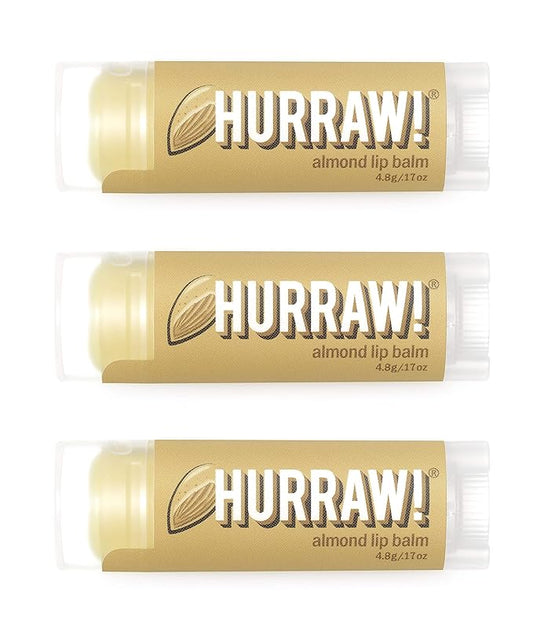 Hurraw! Almond Lip Balm, 3 Pack: Palm