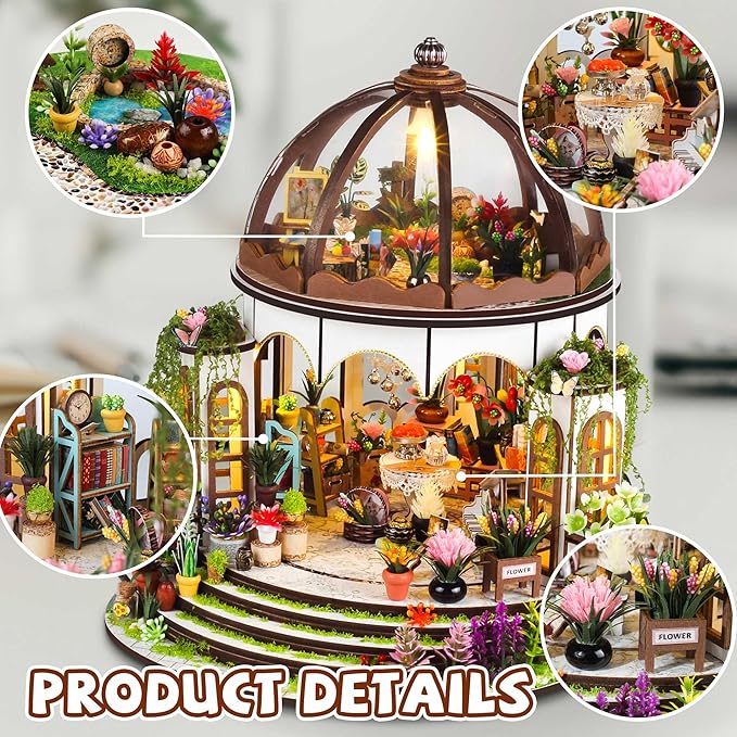 Kisoy DIY Miniature House Kit, Tiny House Building Kit with Furniture and LED Light for Adults and Teens, DIY Mini House Craft Kit, Decorations/Gifts for Family and Friends（Hanging Garden）