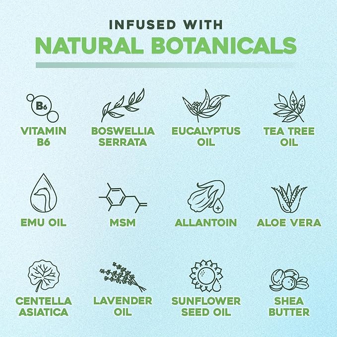 Ebanel Pain Relief Cream for Arthritis, Back, Joint, Foot, Neck, Strains & Sprains with Menthol, Camphor, Arnica, Emu Oil, MSM, Boswellia, Soothing Muscle Pain Relief Cream