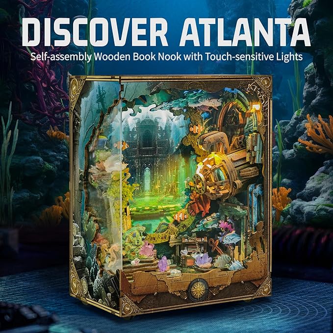 DIY Book Nooks - Deep-Sea Submarine Adventure Miniature House Kit | Rotating Background, LED Lights, Touch Control, Self-Assembly Craft Model Kits for Gifting & Decor - Discover Atlanta
