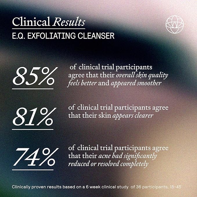 EQ Exfoliating Cleanser | Plant-Based EGCG & Quercetin for Redness, Blemishes & Hydration | Gentle Face & Body Scrub with Squalane Oil & Finely Ground Walnut Shells | Fragrance-Free | 4.05 fl oz