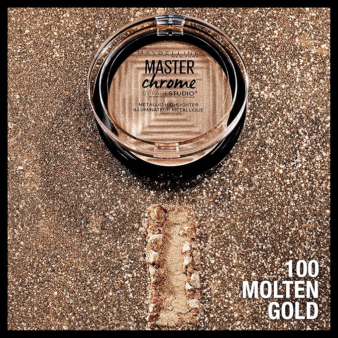 Maybelline Master Chrome Metallic Highlighter Powder, Molten Gold, of 3)